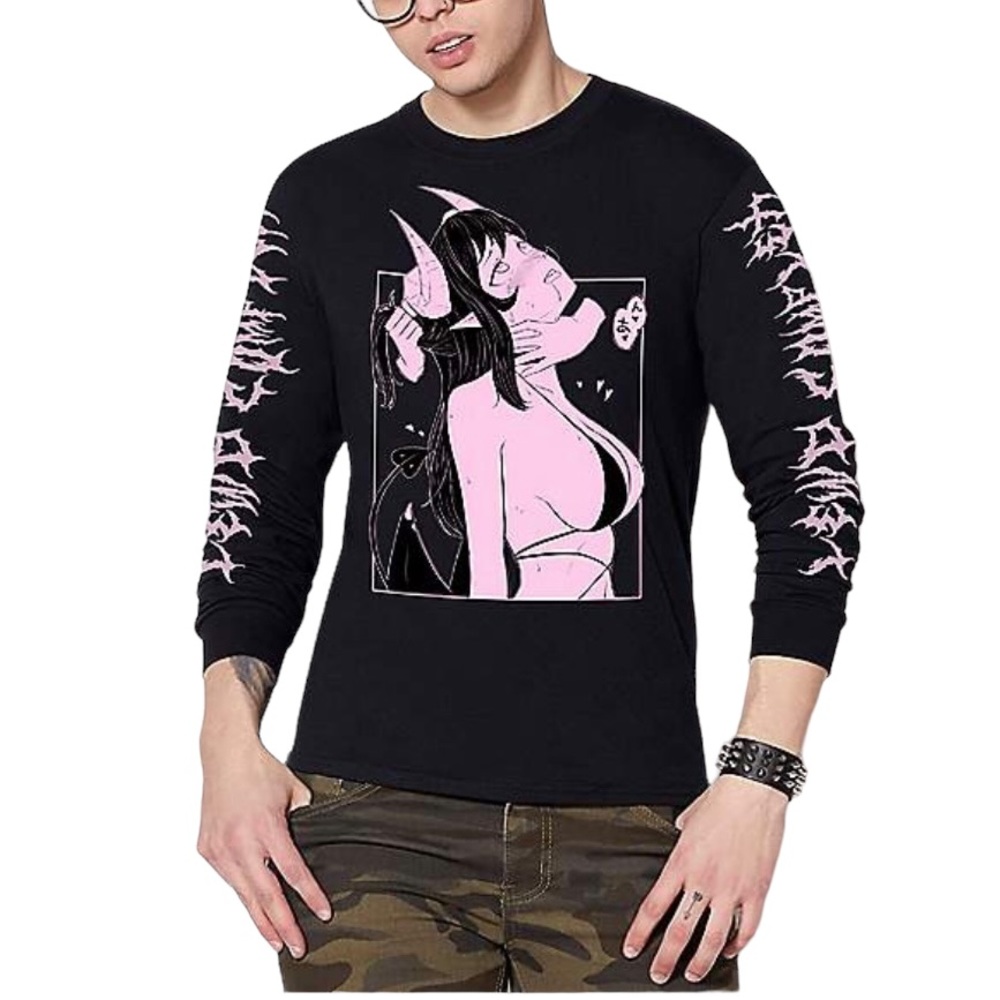 Lewd Complex Sububus V2 Long Sleeve T-Shirt Black Pink Size Small Unisex Anime